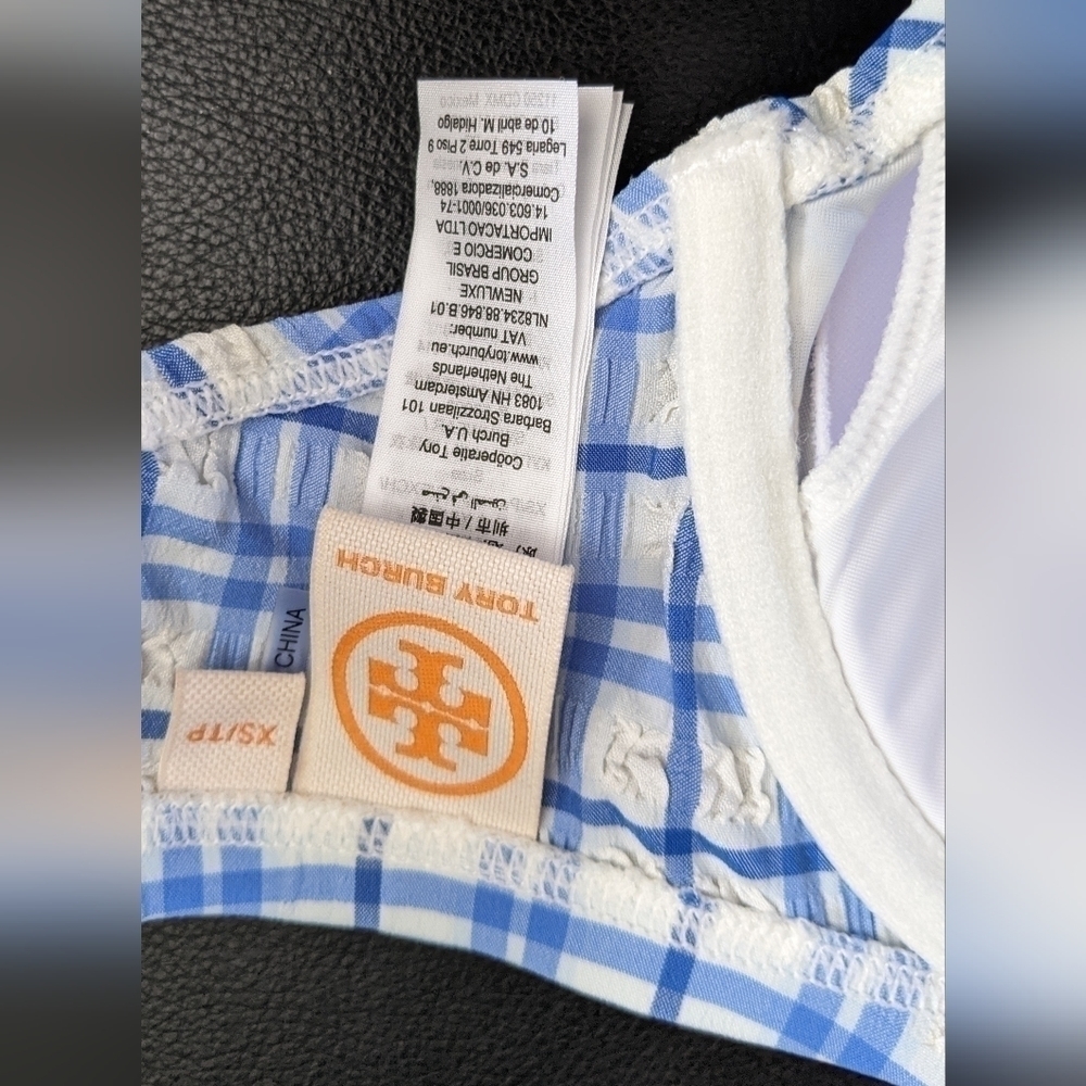 NWOT Tory Burch Blue and White Plaid Bikini X-Small - Picture 3 of 7